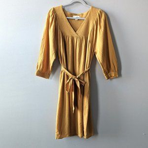 The Korner Marigold Yellow Tie-Waist V-neck Gauzy Dress